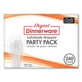 Berkley Square Dinnerware Heavyweight Cutlery Assortment, Ind Wrapped, 120 Forks/80 Spoons/40 Knives, White, PK240 BEP90191